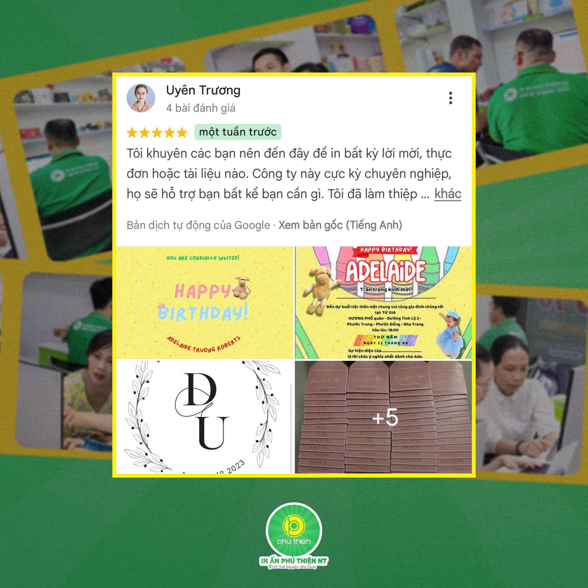 Đánh giá của khách hàng khi in ấn tại Phú Thiện Nha Trang 